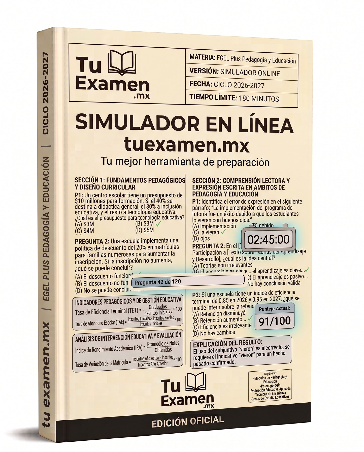Simulador Ceneval EGEL Plus Pedagogía y Educación