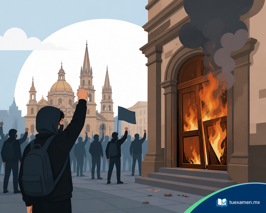 Crece la protesta; queman puertas de edificios en el Centro de Guadalajara