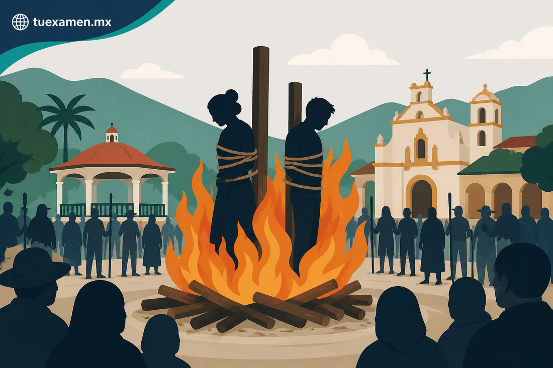 Queman vivos a una mujer y un hombre en plaza de Ocosingo; Chiapas, por practicar brujería