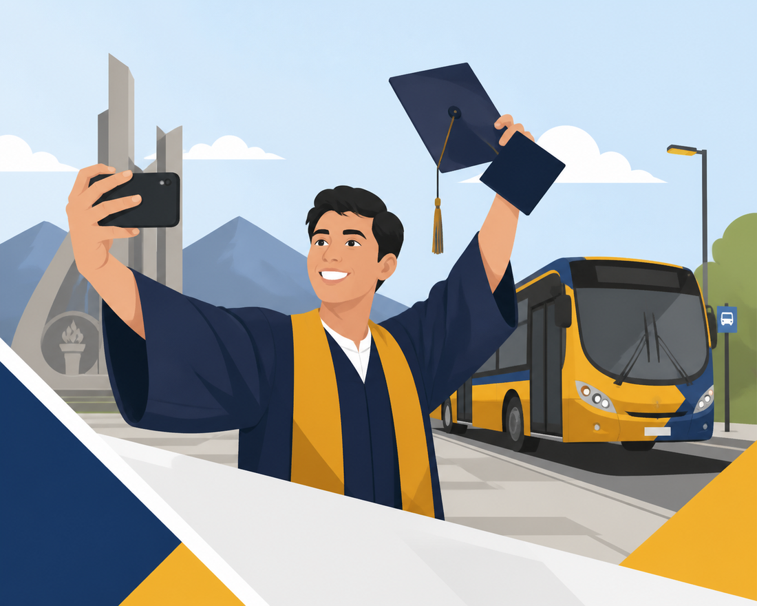 Joven se titula de la UANL y lo celebra con foto en la Ruta 232