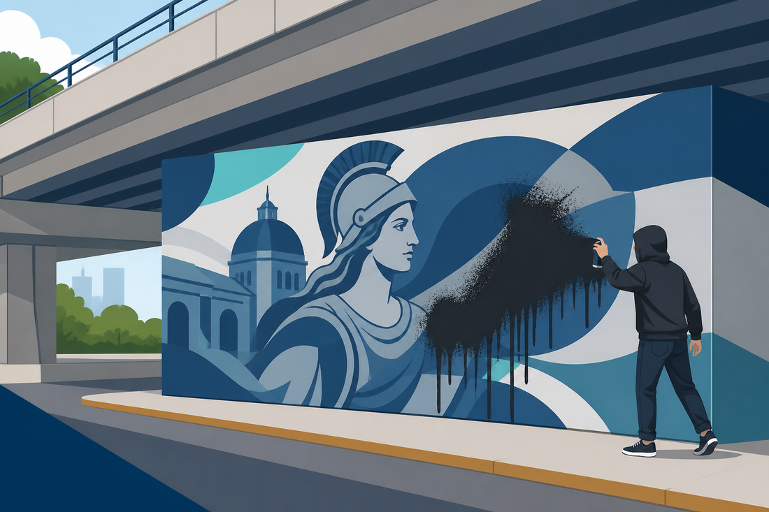Después de tres semanas de inaugurado, vandalizan mural del bajo puente de la BUAP