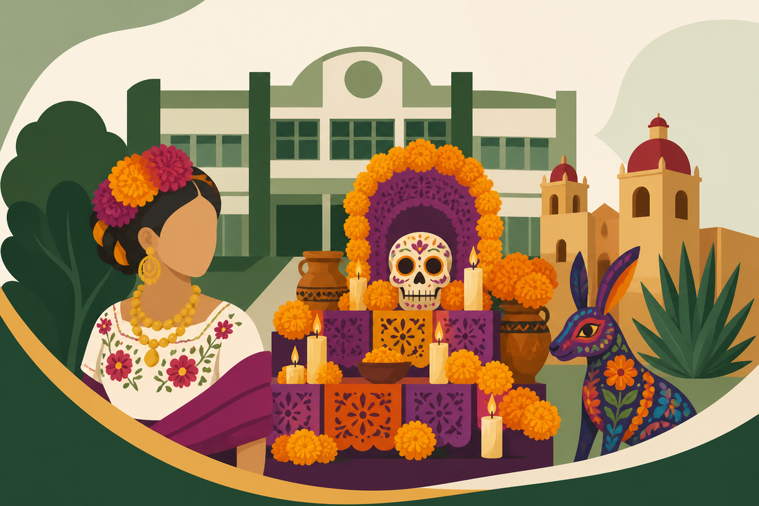 Prepa 5 de la UAEMéx dedica monumental ofrenda de Día de Muertos a las tradiciones de Oaxaca