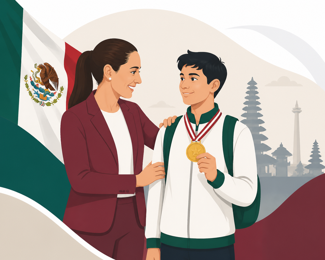 Felicita Sheinbaum a estudiante que ganó medalla de oro en Indonesia