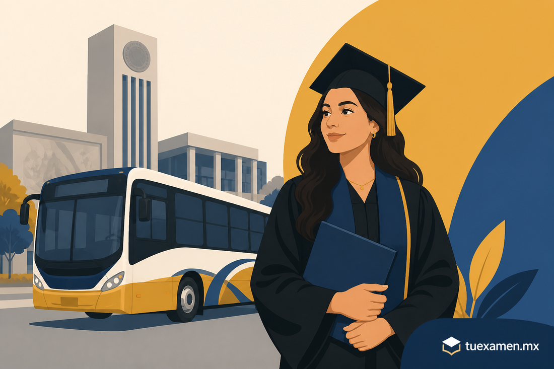Arleth se gradúa de Derecho en la UANL y posa con la Ruta 232 que la llevó a clases durante años