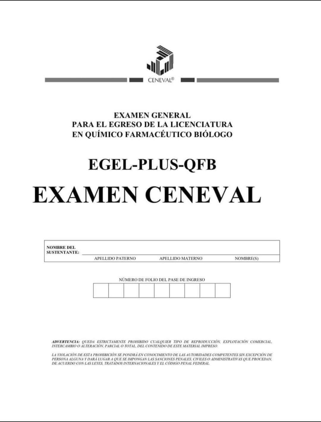 Guía Ceneval EGEL Plus QFB 2025 - Material de estudio para Químico Fármaco Biólogo