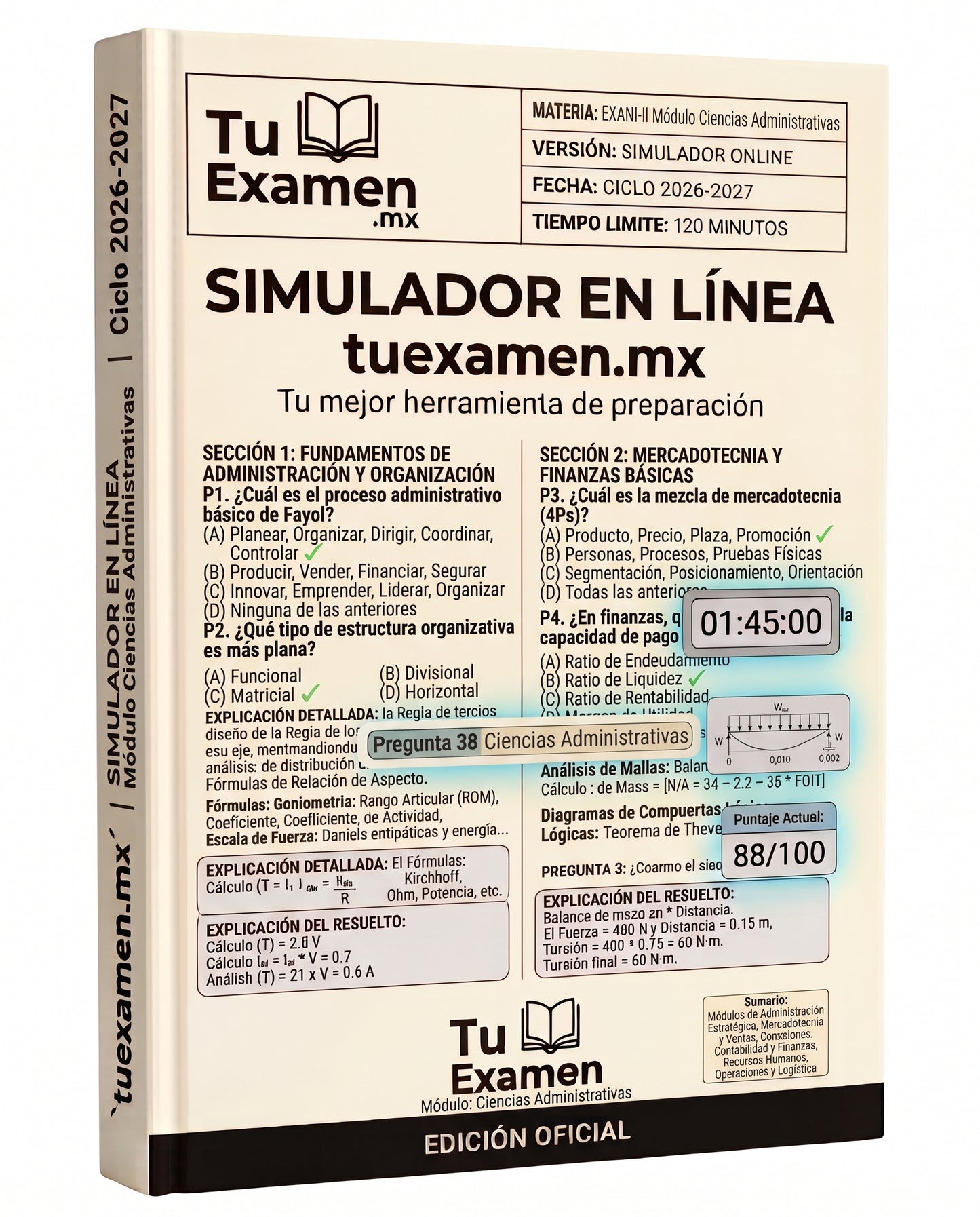 Simulador Ceneval EXANI-II Módulo Ciencias Administrativas -  2026