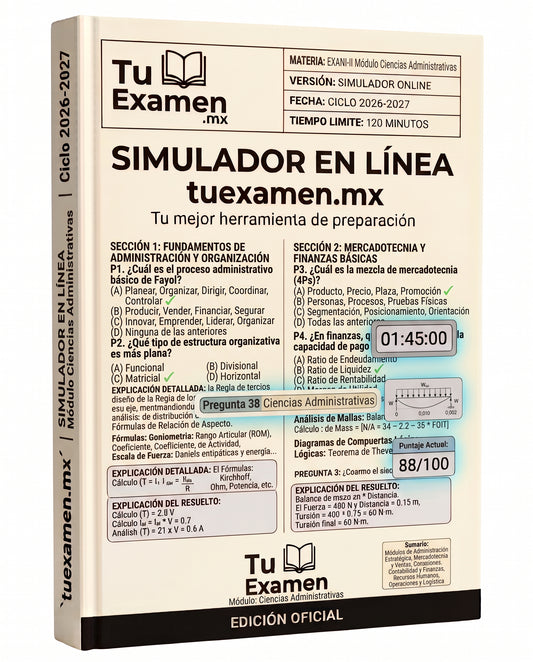Simulador Ceneval EXANI-II Módulo Ciencias Administrativas -  2026