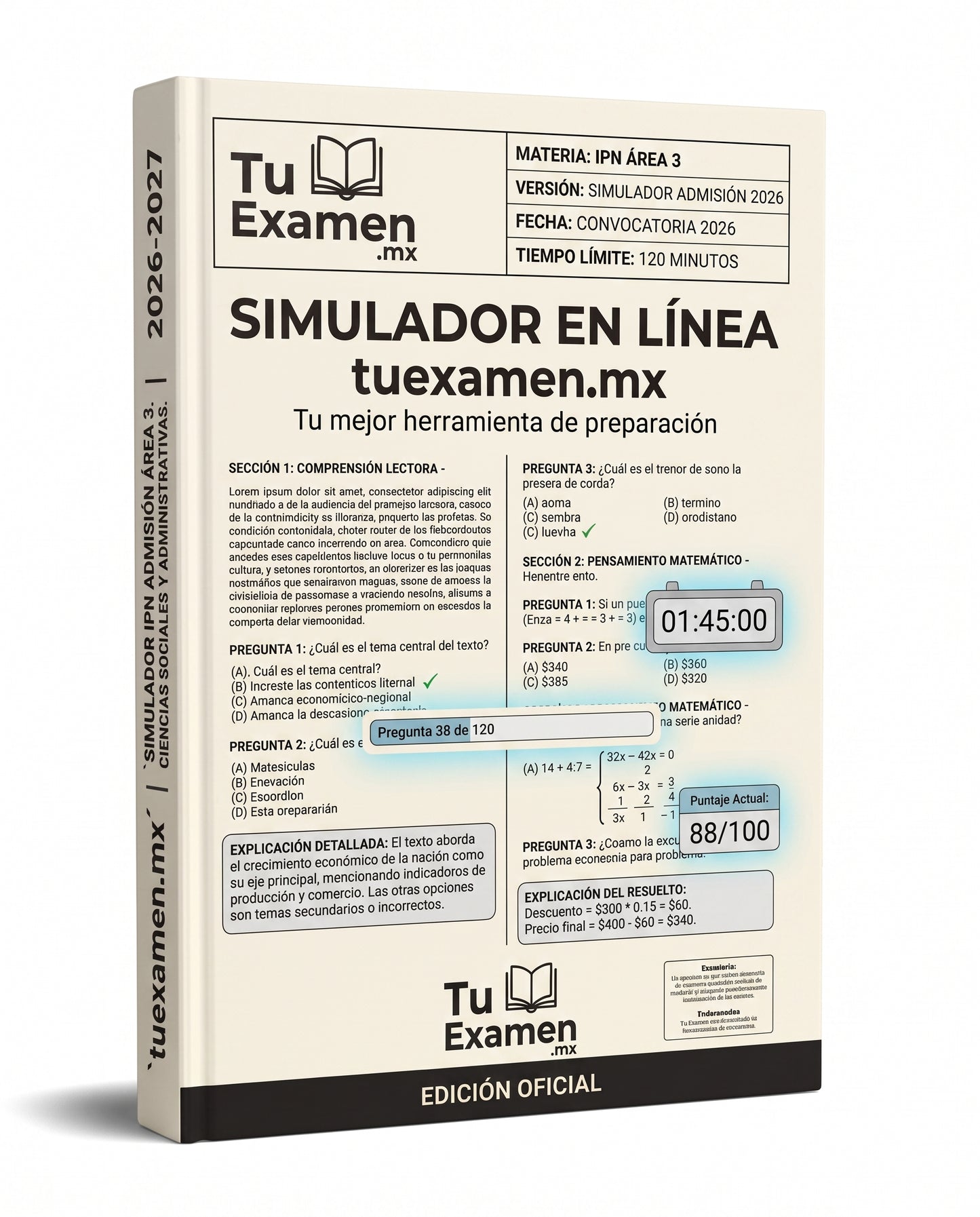 Simulador IPN Área 3 Admisión 2026
