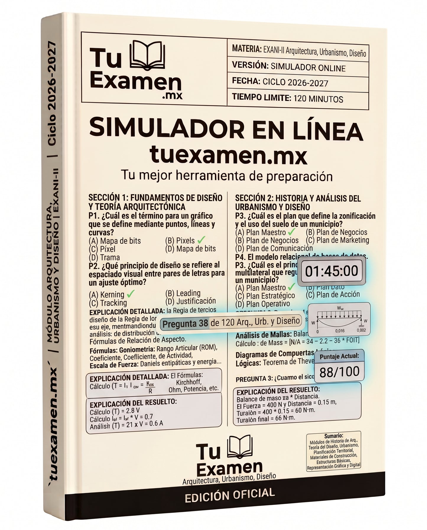 Simulador Ceneval EXANI-II Módulo Arquitectura, Urbanismo y Diseño