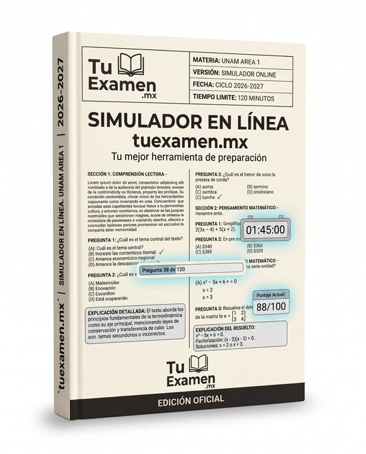 Simulador UNAM - Area 1, Ciencias físico-matemáticas y de las ingenierías