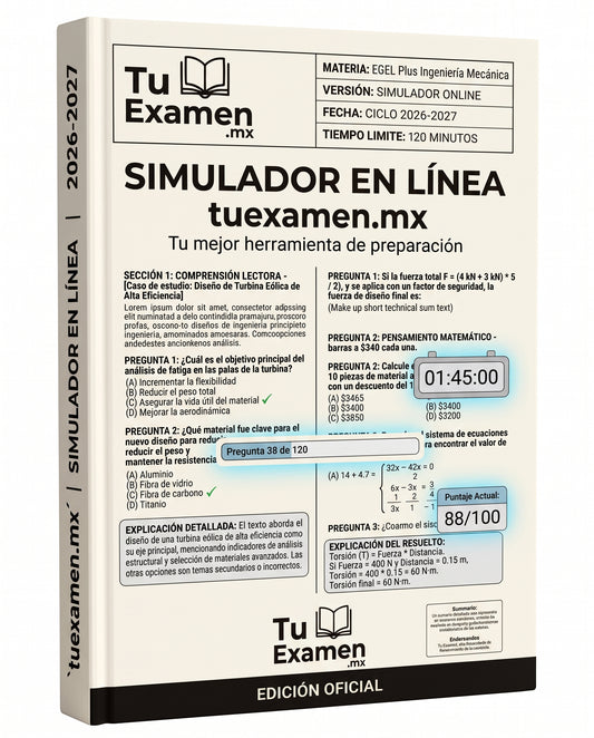 Simulador Ceneval EGEL Plus Ingeniería Mecánica